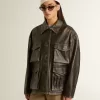 Damenjacke aus gealtertem braunem Nappaleder Damenjacke aus gealtertem braunem Nappaleder