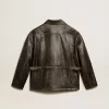 Damenjacke aus gealtertem braunem Nappaleder Damenjacke aus gealtertem braunem Nappaleder