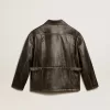Damenjacke aus gealtertem braunem Nappaleder Damenjacke aus gealtertem braunem Nappaleder