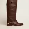 Damenstiefel Charlie aus dunkelbraunem Leder mit Klammer am Absatz Damenstiefel Charlie aus dunkelbraunem Leder mit Klammer am Absatz