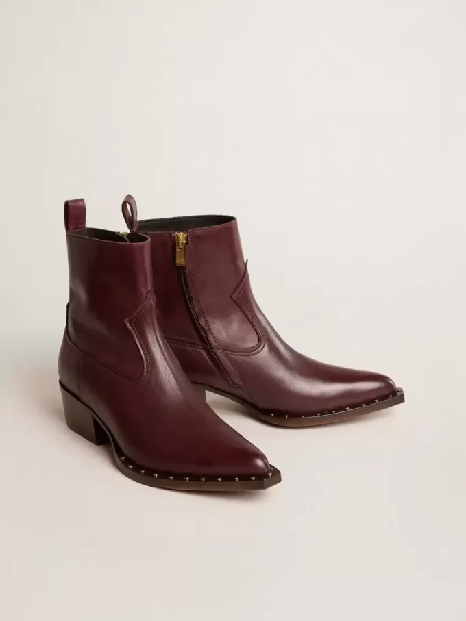 Damenstiefel Debbie aus burgunderrotem Leder Damenstiefel Debbie aus burgunderrotem Leder