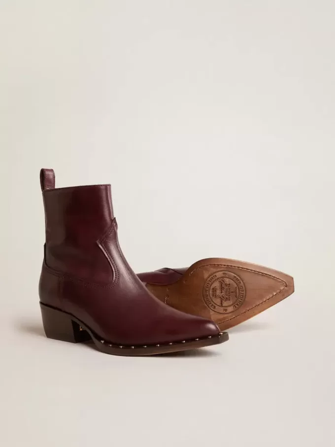 Damenstiefel Debbie aus burgunderrotem Leder Damenstiefel Debbie aus burgunderrotem Leder