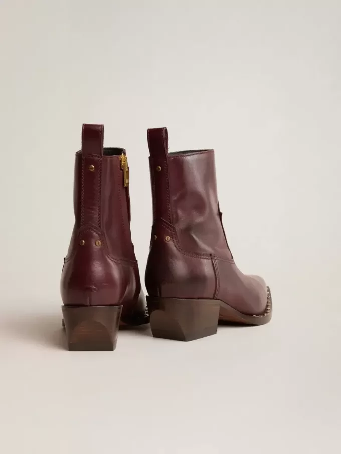 Damenstiefel Debbie aus burgunderrotem Leder Damenstiefel Debbie aus burgunderrotem Leder