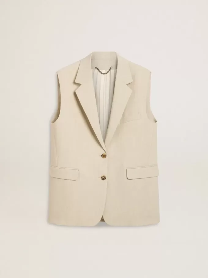 Damenweste aus Wollmischung in Khaki Damenweste aus Wollmischung in Khaki