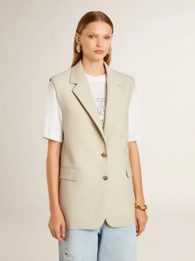 Damenweste aus Wollmischung in Khaki Damenweste aus Wollmischung in Khaki
