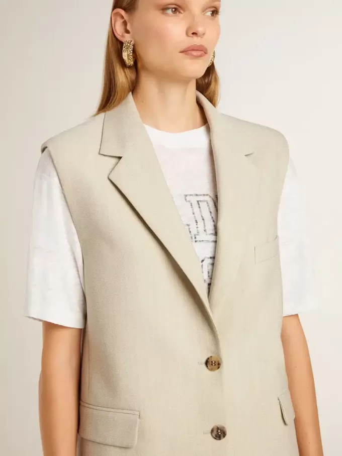 Damenweste aus Wollmischung in Khaki Damenweste aus Wollmischung in Khaki