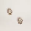 Déco-Ohrstecker für Damen in Antikgold mit Kristallen Déco-Ohrstecker für Damen in Antikgold mit Kristallen