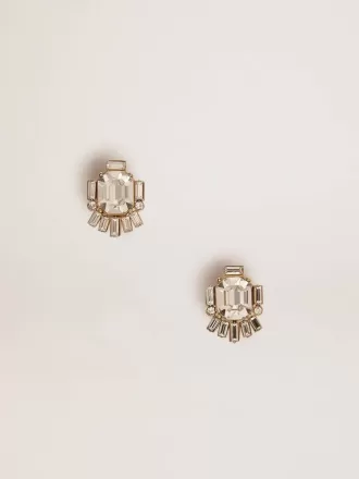 Déco-Ohrstecker für Damen in Antikgold mit Kristallen