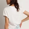 Distressed Regular-Fit-Damen-T-Shirt in Weiß Distressed Regular-Fit-Damen-T-Shirt in Weiß