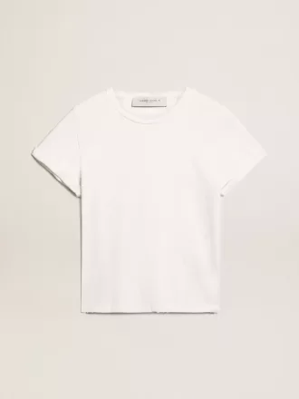 Distressed Slim-Fit-T-Shirt für Damen in Weiß