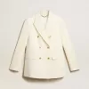 Doppelreihiger Blazer für Damen in Antikweiß
