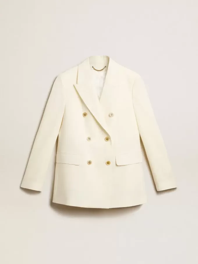 Doppelreihiger Blazer für Damen in Antikweiß