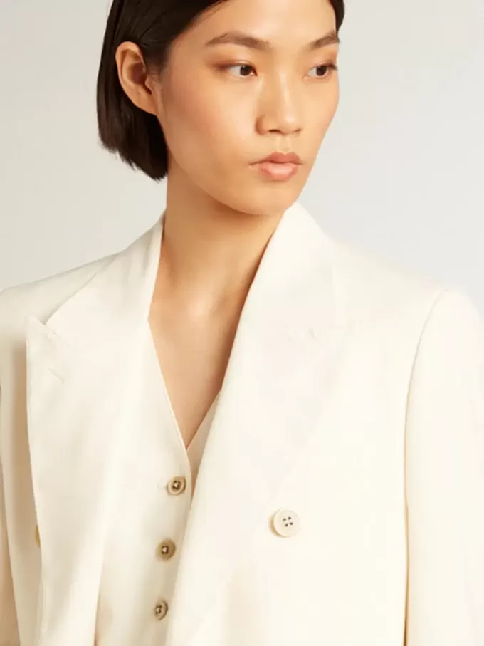 Doppelreihiger Blazer für Damen in Antikweiß