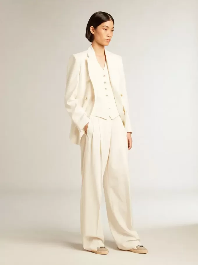 Doppelreihiger Blazer für Damen in Antikweiß