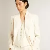 Doppelreihiger Blazer für Damen in Antikweiß