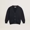 Dunkelblauer Baumwollcardigan mit Logo auf der Rückseite