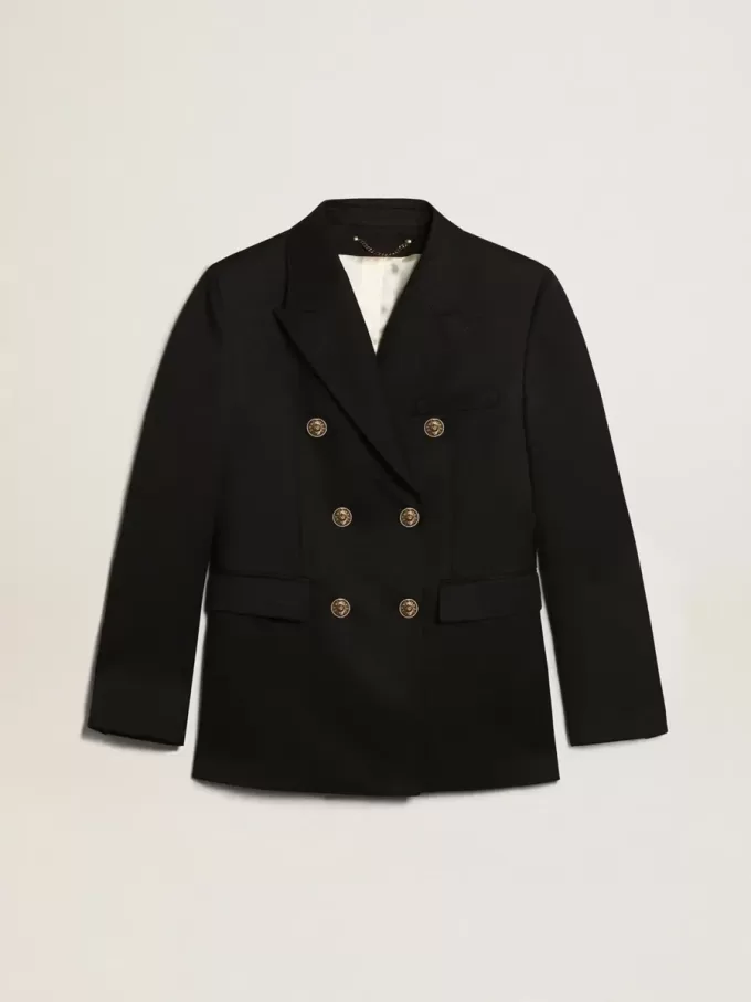 Dunkelblauer Damenblazer mit doppelter Knopfleiste Dunkelblauer Damenblazer mit doppelter Knopfleiste