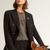 Dunkelblauer Damenblazer mit doppelter Knopfleiste Dunkelblauer Damenblazer mit doppelter Knopfleiste