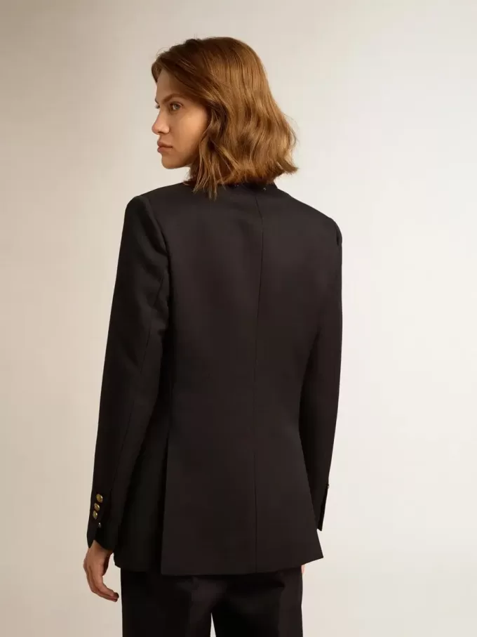 Dunkelblauer Damenblazer mit doppelter Knopfleiste Dunkelblauer Damenblazer mit doppelter Knopfleiste