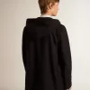 Dunkelblauer Dufflecoat aus Wolle mit Kapuze und Knebelverschluss Dunkelblauer Dufflecoat aus Wolle mit Kapuze und Knebelverschluss