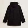 Dunkelblauer Dufflecoat aus Wolle mit Kapuze und Knebelverschluss Dunkelblauer Dufflecoat aus Wolle mit Kapuze und Knebelverschluss