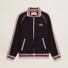 Dunkelblaues Herren-Sweatshirt mit Reißverschluss und weißem Logo