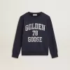 Dunkelblaues Sweatshirt für Jungen mit weißem Aufdruck Dunkelblaues Sweatshirt für Jungen mit weißem Aufdruck