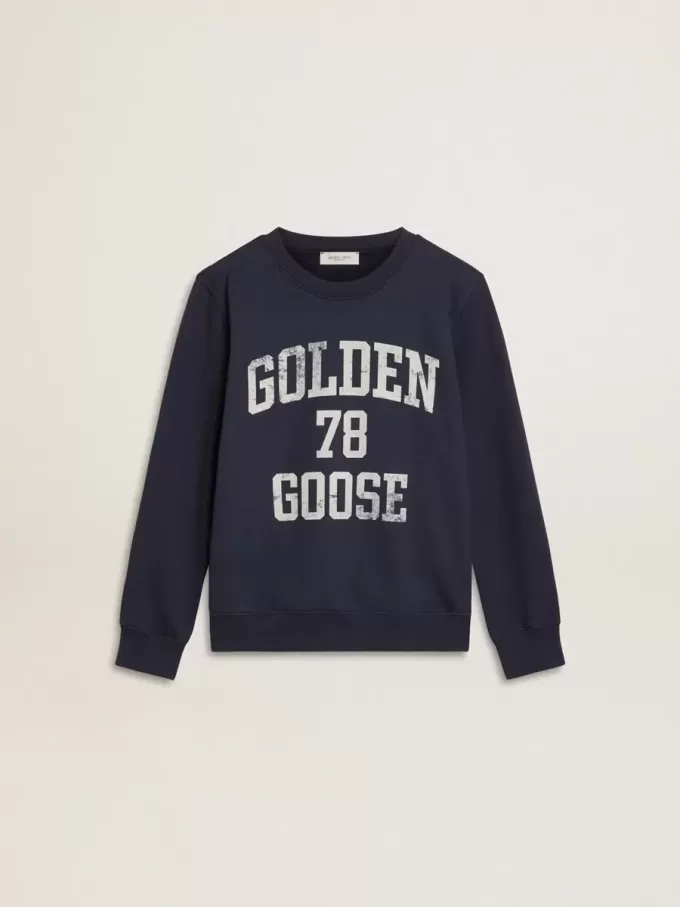 Dunkelblaues Sweatshirt für Jungen mit weißem Aufdruck Dunkelblaues Sweatshirt für Jungen mit weißem Aufdruck