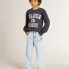 Dunkelblaues Sweatshirt für Jungen mit weißem Aufdruck Dunkelblaues Sweatshirt für Jungen mit weißem Aufdruck