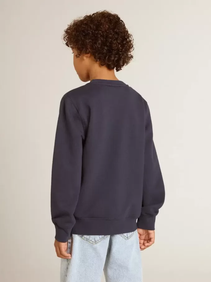 Dunkelblaues Sweatshirt für Jungen mit weißem Aufdruck Dunkelblaues Sweatshirt für Jungen mit weißem Aufdruck