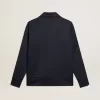 Dunkelblaues Sweatshirt mit Reißverschluss, weißem Streifen und kontrastierenden Sternen Dunkelblaues Sweatshirt mit Reißverschluss, weißem Streifen und kontrastierenden Sternen
