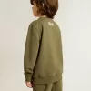 Dunkelgrünes Sweatshirt für Jungen mit weißem Maxi-Stern auf der Vorderseite