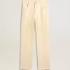 Ecrufarbene Hose mit transparenten Pailletten