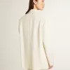 Einreihige Oversize-Jacke in Weiß mit Seideneffekt und Stickerei Einreihige Oversize-Jacke in Weiß mit Seideneffekt und Stickerei