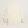 Einreihige Oversize-Jacke in Weiß mit Seideneffekt und Stickerei Einreihige Oversize-Jacke in Weiß mit Seideneffekt und Stickerei