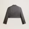 Einreihige, verkürzte Damenjacke aus babyblauer Wolle