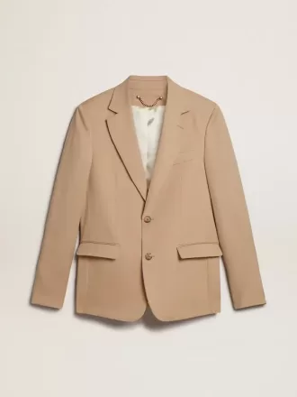 Einreihiger Blazer in Sandfarbe mit Hornknöpfen