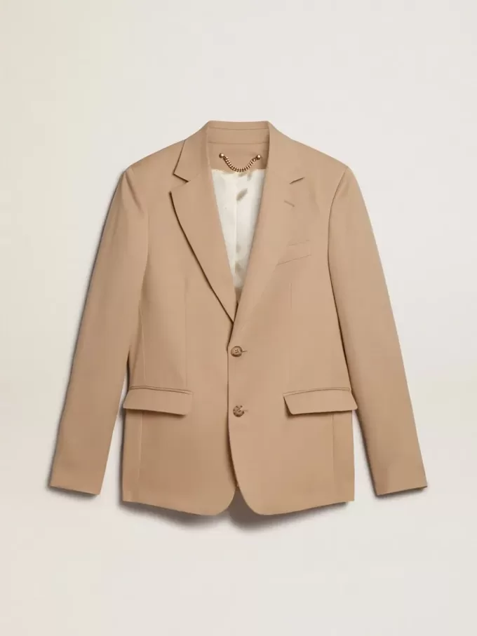 Einreihiger Blazer in Sandfarbe mit Hornknöpfen Einreihiger Blazer in Sandfarbe mit Hornknöpfen