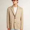 Einreihiger Blazer in Sandfarbe mit Hornknöpfen Einreihiger Blazer in Sandfarbe mit Hornknöpfen