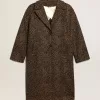 Einreihiger Cocoon-Mantel für Damen aus Wolle mit Jacquard-Motiv