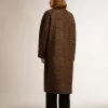 Einreihiger Cocoon-Mantel für Damen aus Wolle mit Jacquard-Motiv