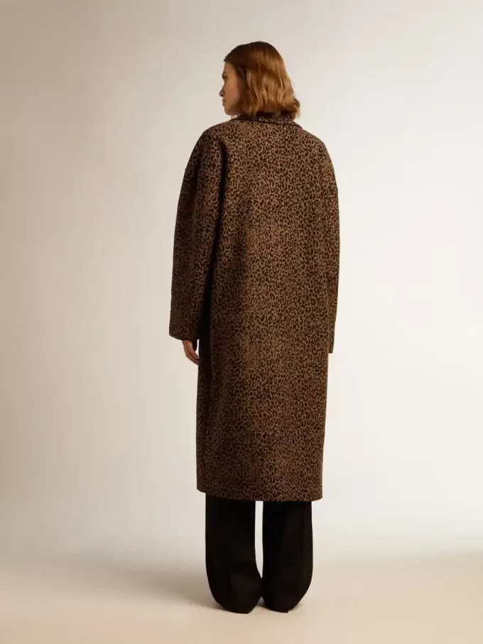 Einreihiger Cocoon-Mantel für Damen aus Wolle mit Jacquard-Motiv