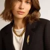 Einreihiger Damenblazer aus dunkelblauer Wollgabardine Einreihiger Damenblazer aus dunkelblauer Wollgabardine
