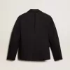 Einreihiger Damenblazer aus dunkelblauer Wollgabardine Einreihiger Damenblazer aus dunkelblauer Wollgabardine