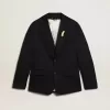 Einreihiger Herrenblazer aus dunkelblauer Wollgabardine