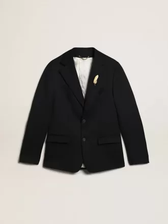 Einreihiger Herrenblazer aus dunkelblauer Wollgabardine