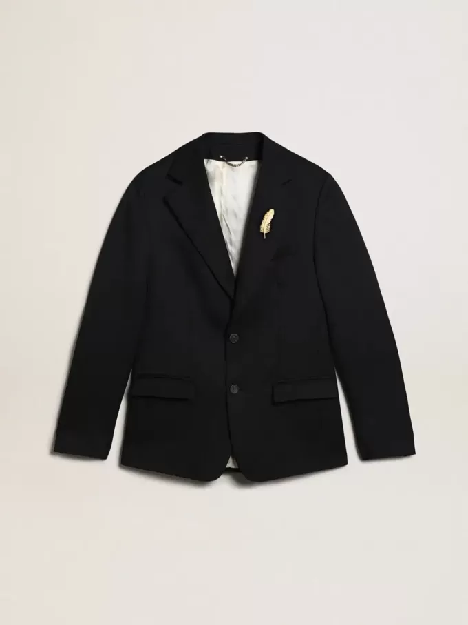 Einreihiger Herrenblazer aus dunkelblauer Wollgabardine