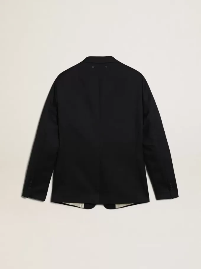 Einreihiger Herrenblazer aus dunkelblauer Wollgabardine