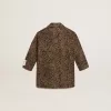 Einreihiger Mädchenmantel aus Wolle mit Jacquard-Tierprint Einreihiger Mädchenmantel aus Wolle mit Jacquard-Tierprint