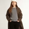 Einreihiger Mädchenmantel aus Wolle mit Jacquard-Tierprint Einreihiger Mädchenmantel aus Wolle mit Jacquard-Tierprint